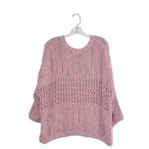 Fate by LFD Pink Slouchy Open Knit Loose Fitting Slouchy Sweater Size M